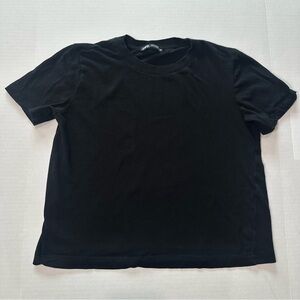 Zara Black Cropped Boxy T-Shirt Short Sleeve Crew Neck Basic Tee Women’s